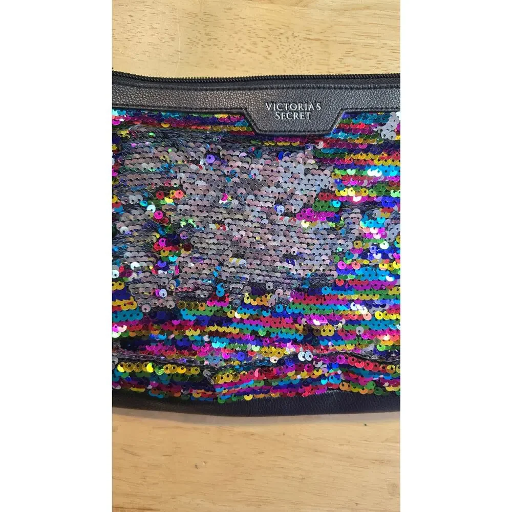 Y2k Style Sequin Rainbow Victiorias Secret Makeup Bag Coquette